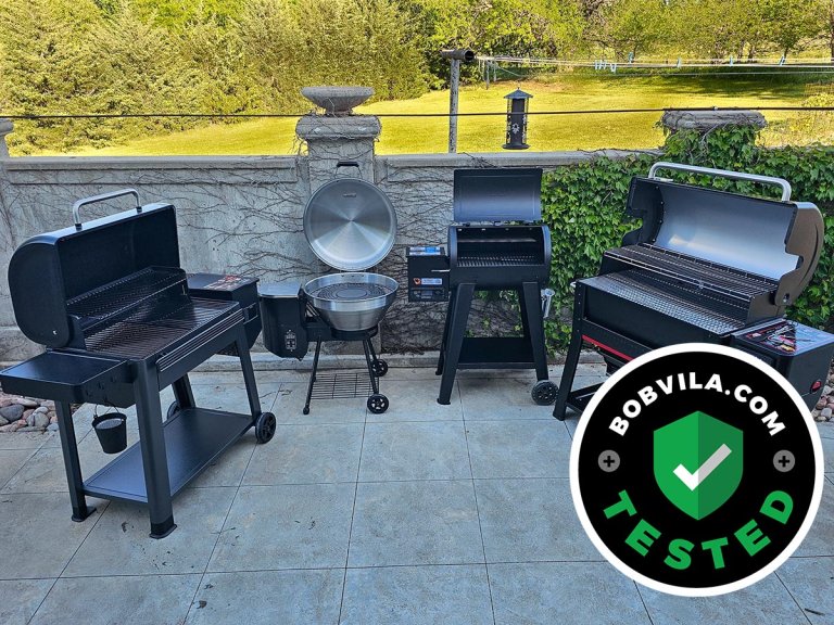 A group of the Best Pellet Grills on a patio before testing
