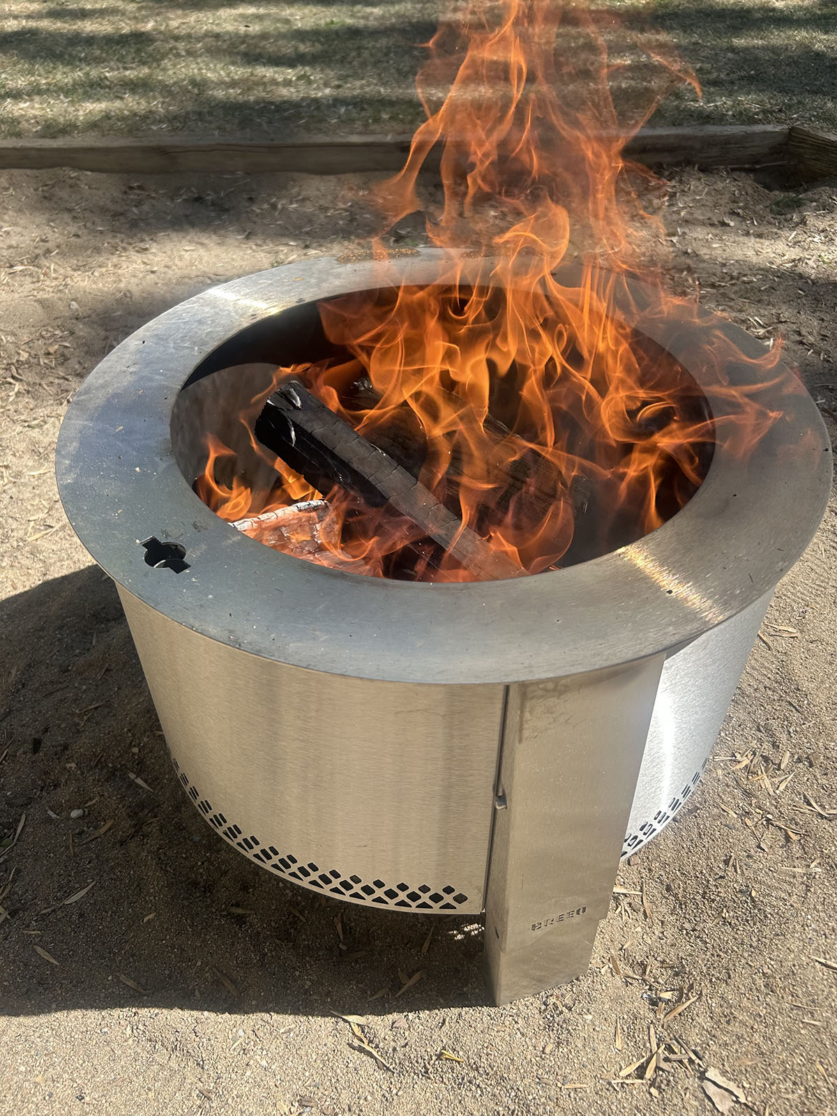 Breeo Y Smokess Fire Pit during testing