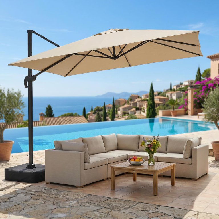 Early Prime Day Patio Deals OLILAWN 9' x 12' Cantilever Patio Umbrella