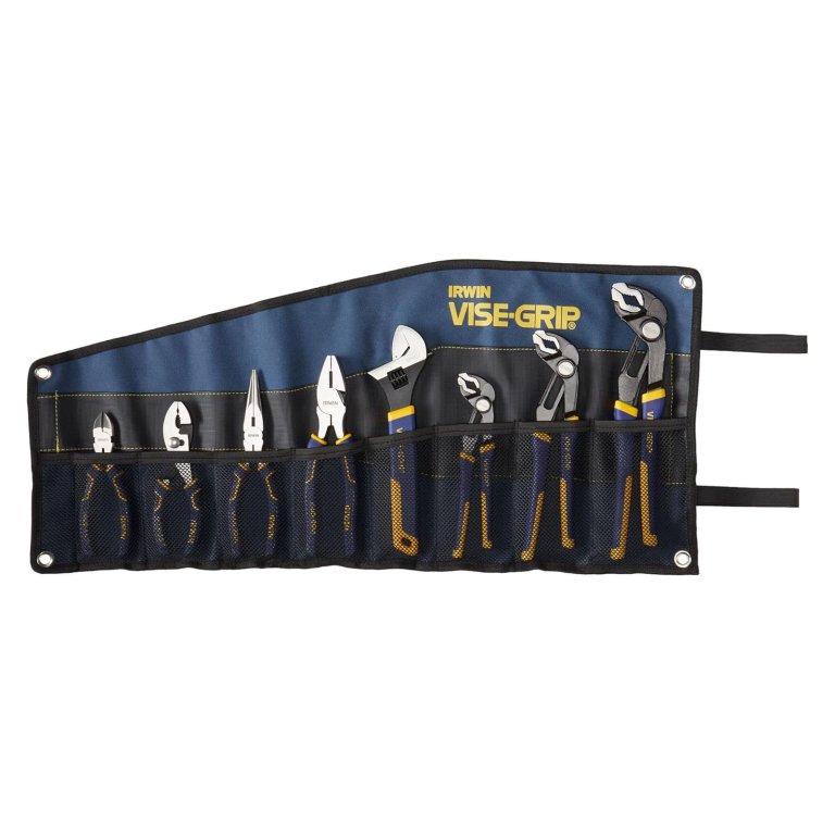 The Irwin Vise-Grip 8-Piece GrooveLock Pliers Set on a white background