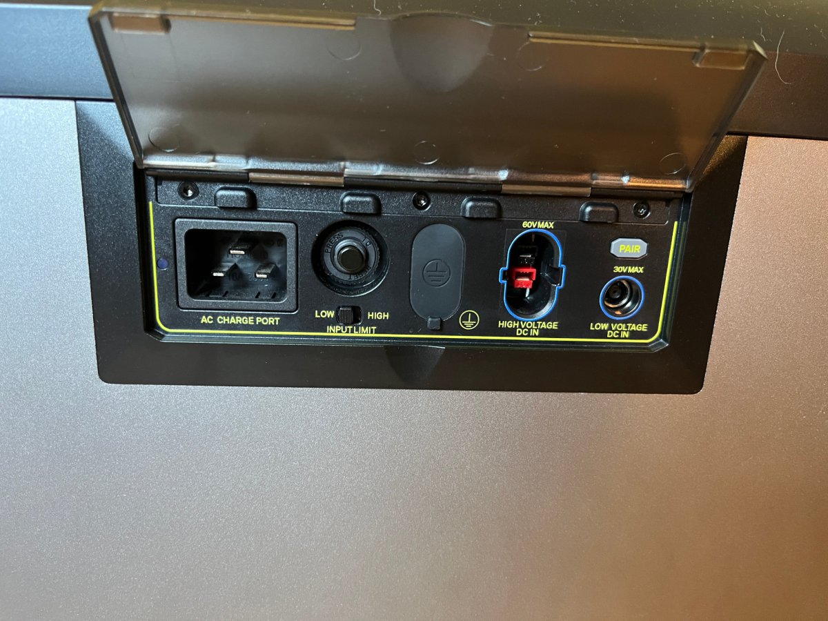 The charging inputs on the back of the Goal Zero Yeti 1500