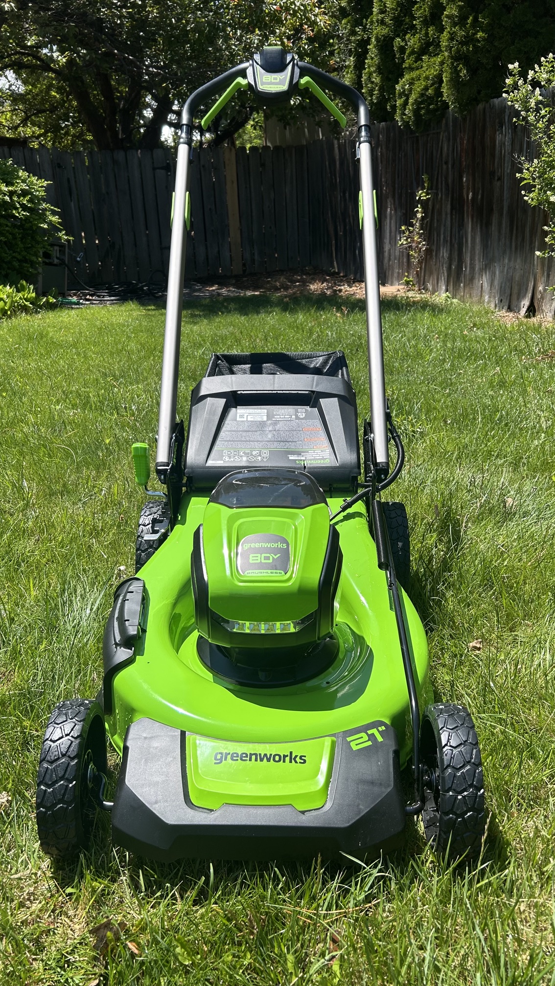 Greenworks 80V 21-inch Cordless Battery 4-in-1 Push Lawn Mower front view
