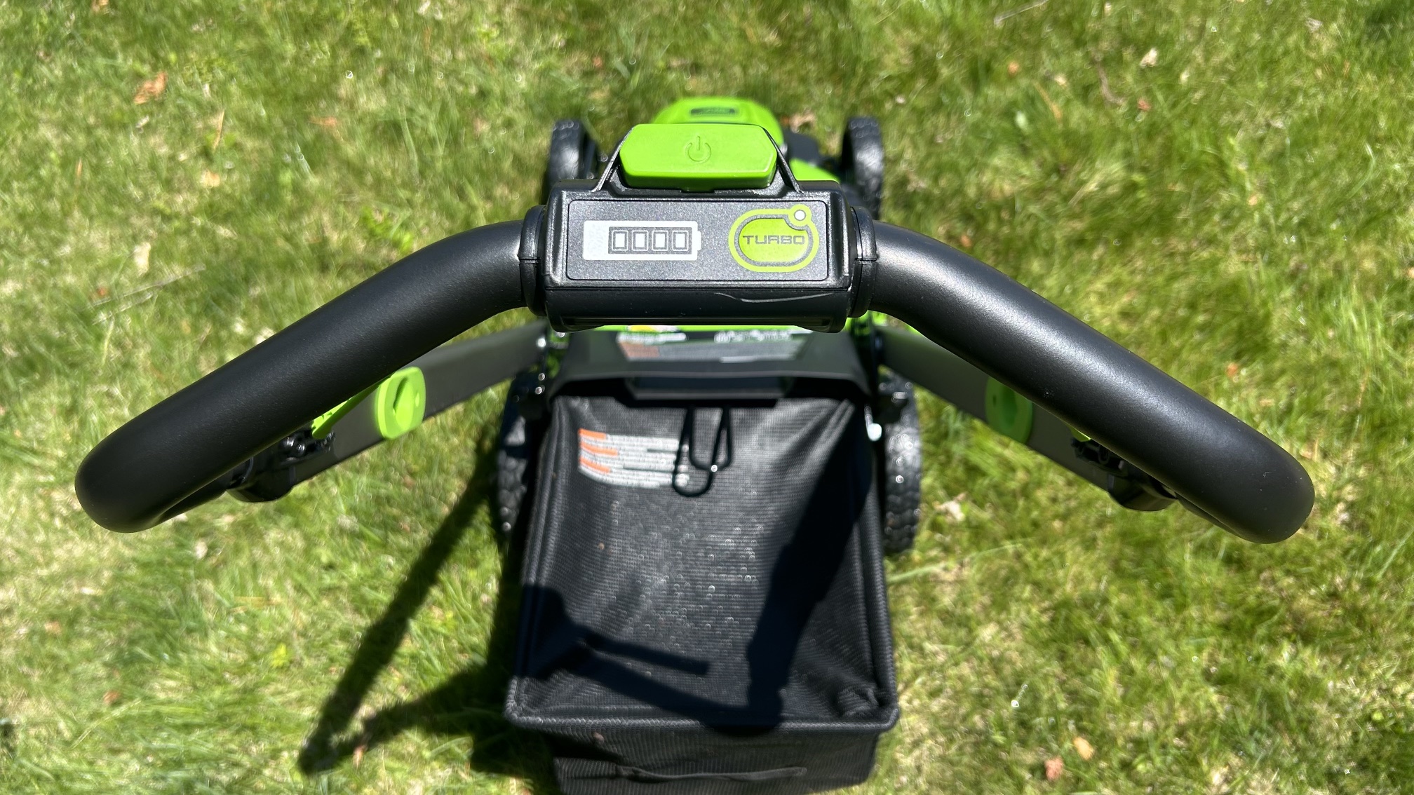 Greenworks 80V 21-inch Cordless Battery 4-in-1 Push Lawn Mower handle