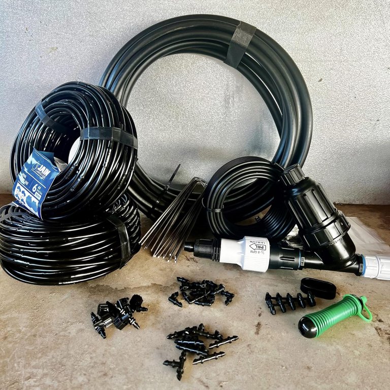 DIY drip irrigation system out of package.