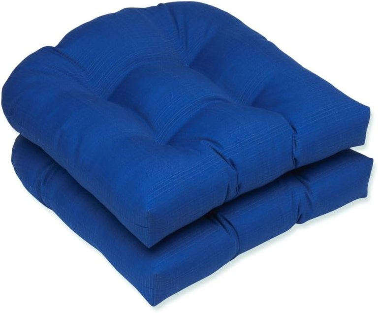 The Pillow Perfect Outdoor/Indoor Wicker Seat Cushion Set on a white background