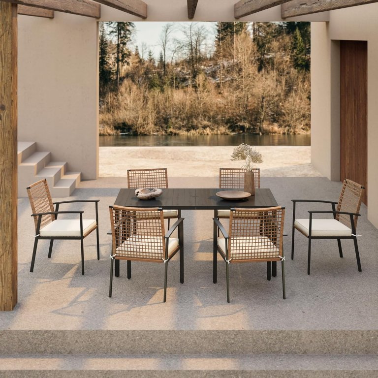 Prime Day Best Patio Deals 7-Piece Patio Dining Set with Cushions