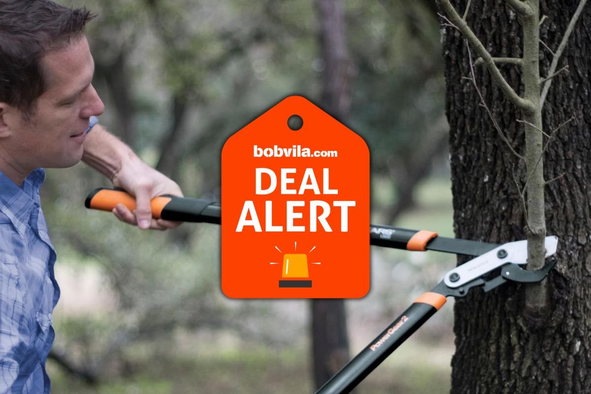 The on-sale Fiskars Bypass Loppers used to prune a tree branch