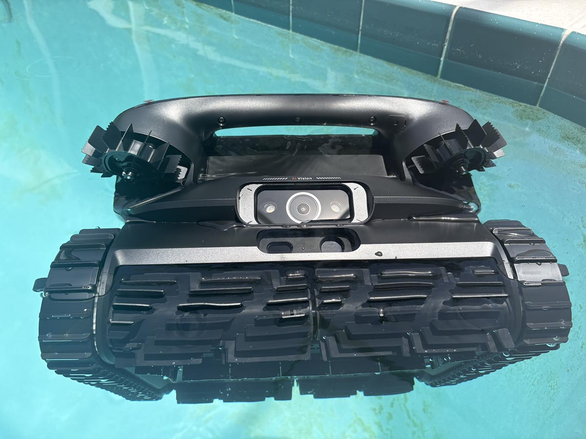 The Beatbot AquaSense X in a pool during testing