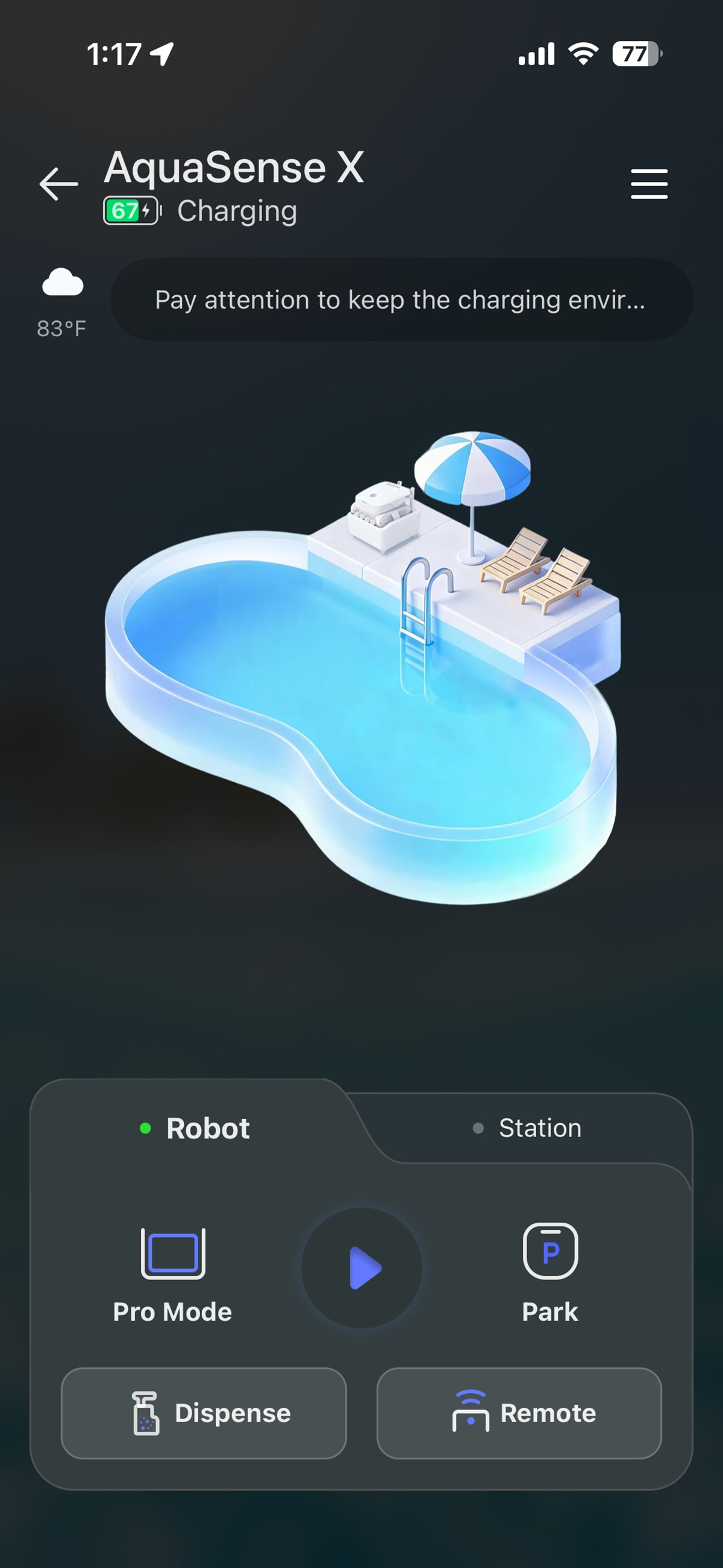 A visual map of a pool shown in the Beatbot AquaSense X app