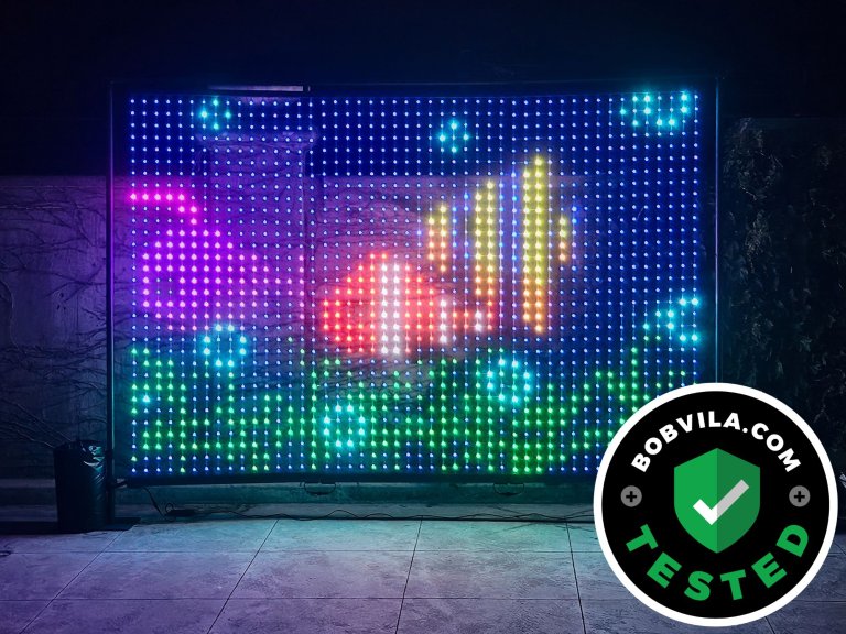 The Govee Lightwall displaying an underwater scene with fish during testing