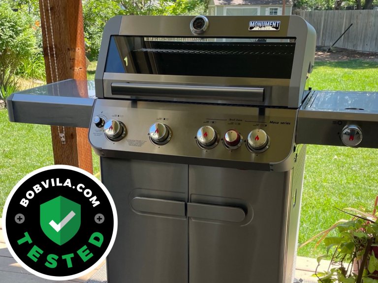 The Monument Grills Mesa 415BZ on a deck before testing