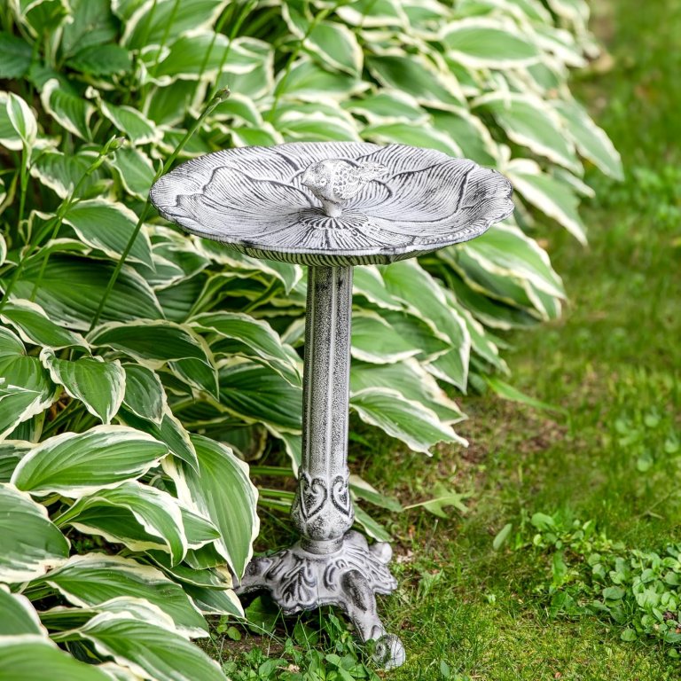 Patio Birdbath Deals on Amazon Sunnydaze Bird and Blossom Cast Aluminum Bird Bath