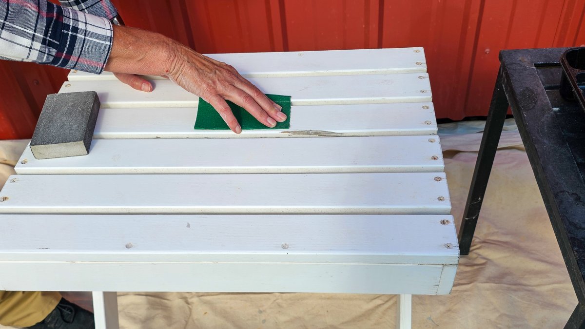 Sanding the old painted surface