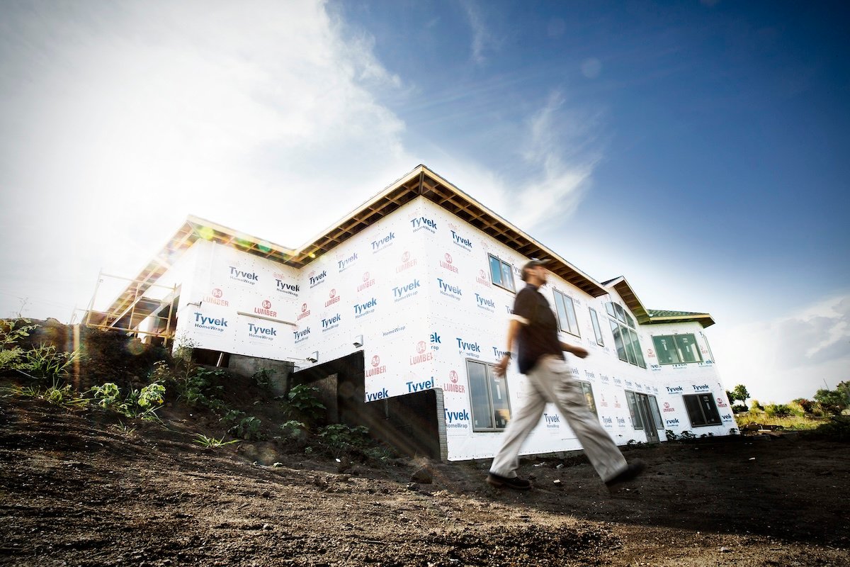A construction site for a new home powered by propane.