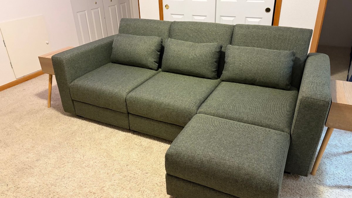 Cozey Neptune Sleeper Sofa after initial assembly