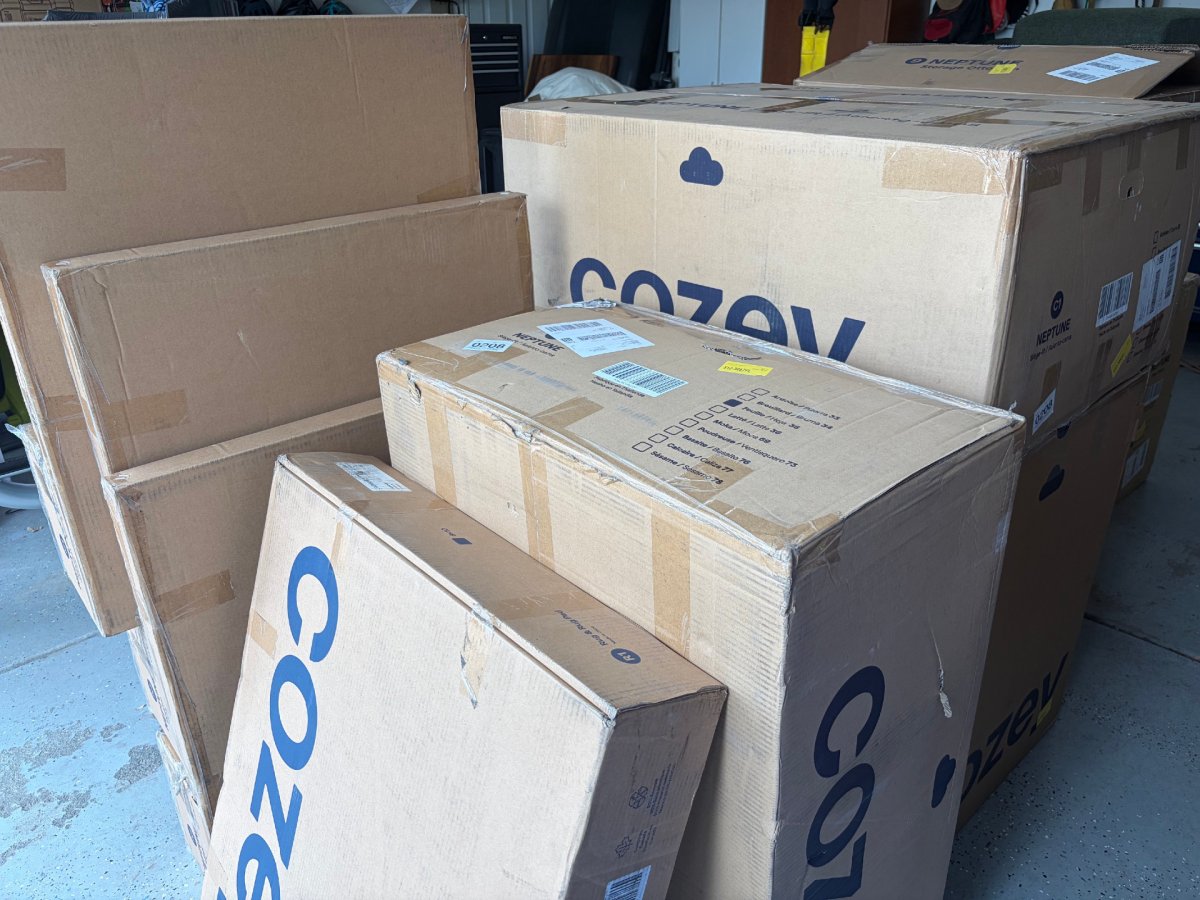 Cozey Neptune Sleeper Sofa boxes delivered