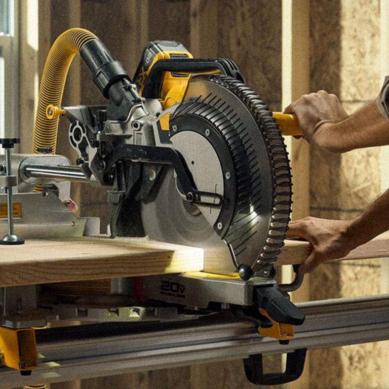 Early Labor Day DeWalt Lowe's Deals DeWalt 20V 12-Inch Sliding Miter Saw