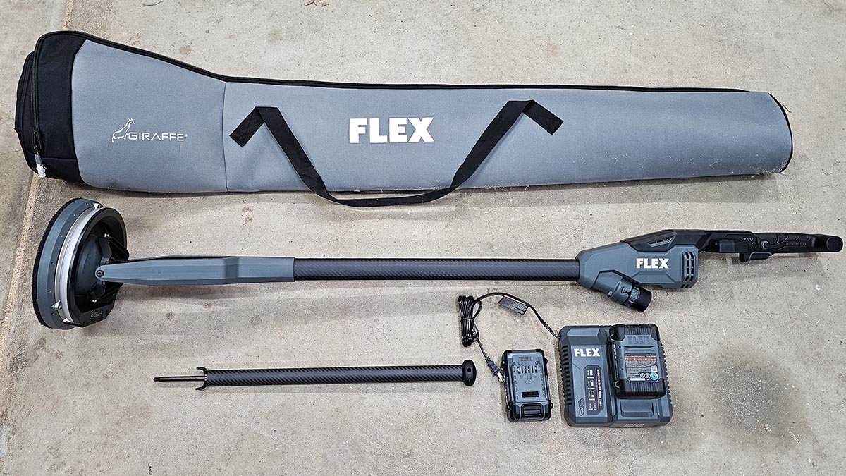 Flex sander, extender bar, battery and charger, and case