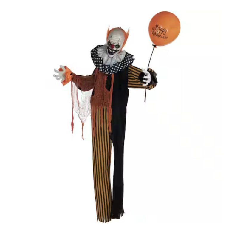The Haunted Hill Farm 5.2-Foot Animatronic Clown with Lights and Sound on a white background