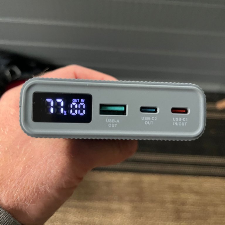 The ports and display on the RadioShack prepper essentials charger