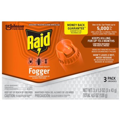 A box of the Raid Concentrated Deep Reach Foggers on a white background