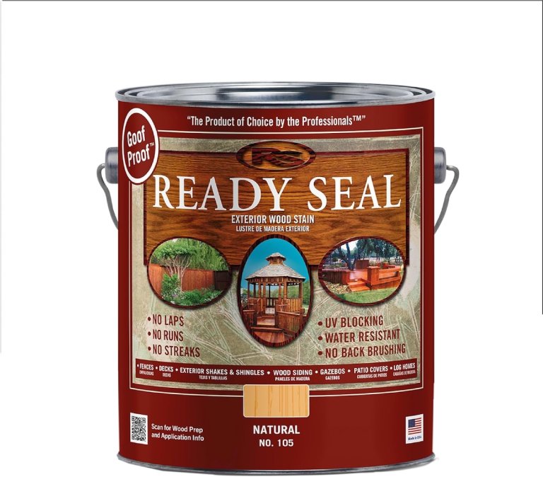 A can of Ready Seal Wood Stain and Sealer on a white background