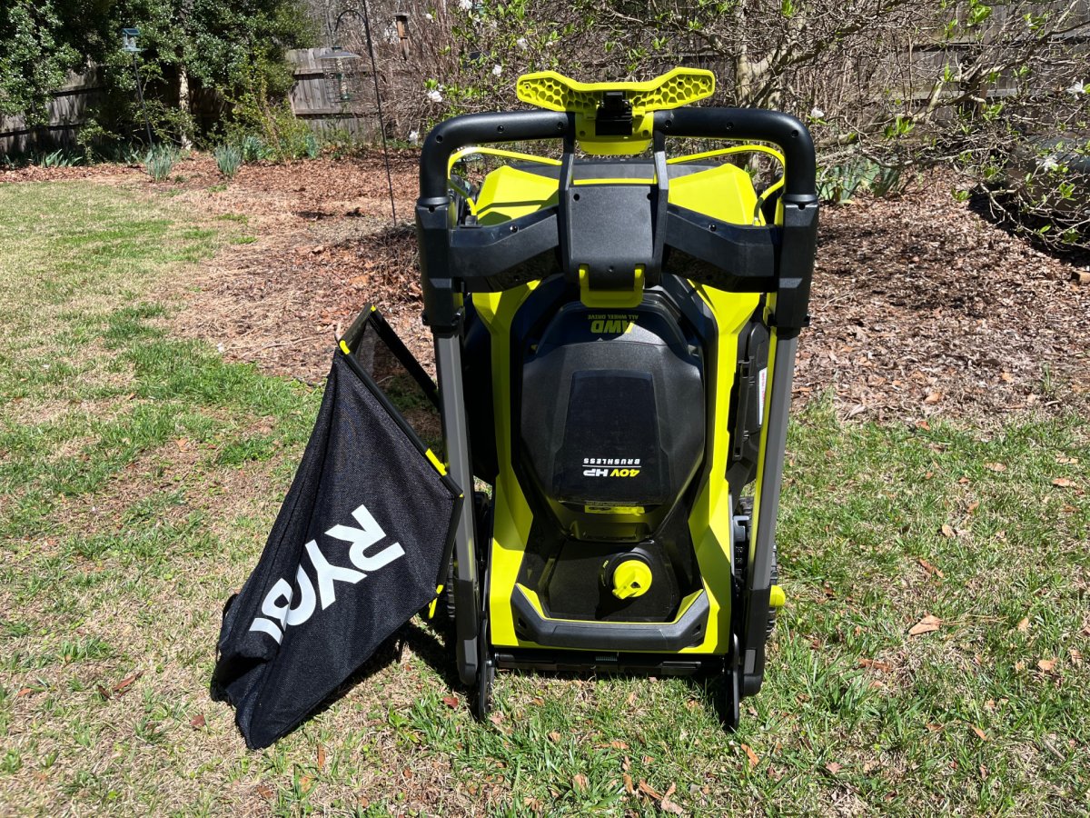 Ryobi 40V lawn mower folded