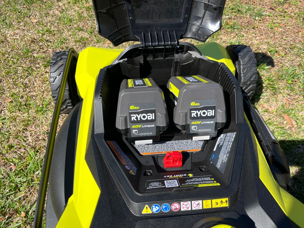 Ryobi 40V lawn mower with batteries