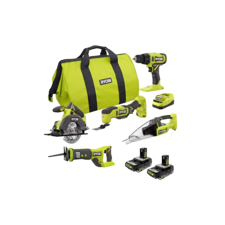 Ryobi ONE+ 18V Cordless 5-Tool Combo Kit with (2) 2 Ah Batteries and ONE+ Charger