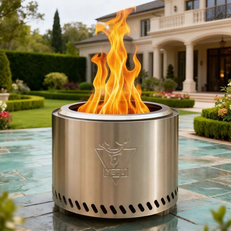 Watchmen Outdoor Fire Pit, 19'' Stainless Steel Smokeless Fire Pit