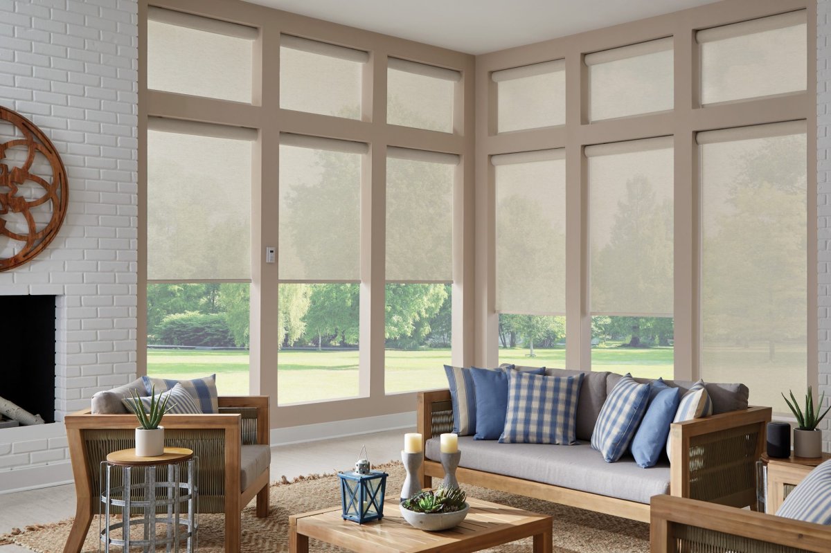 Solar eco performance shades in modern living room