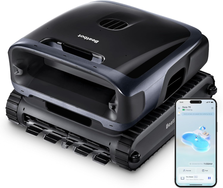Robotic pool cleaner with smartphone app.