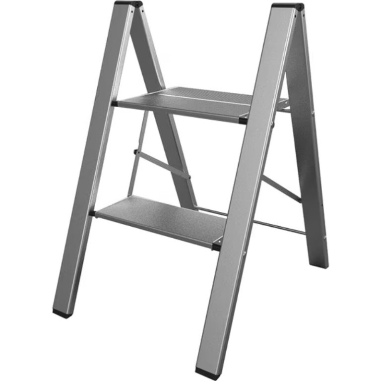 AmeriHome 2-Step Aluminum Ultra Slim Folding Utility Step Stool