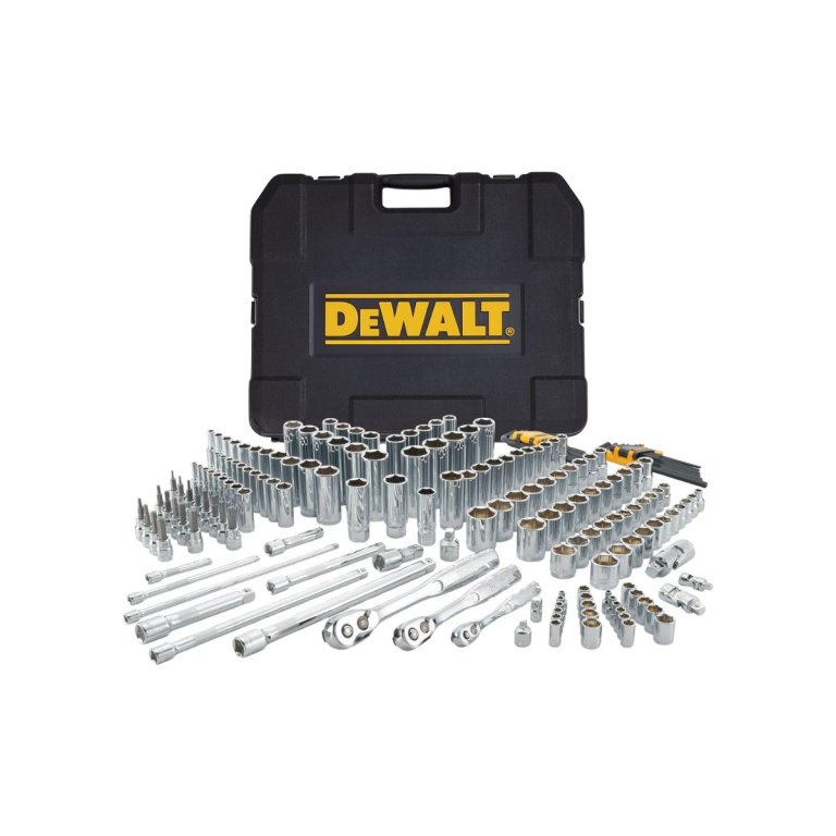 DEWALT 192 Pcs. Mechanics Tool Set, 12, 14, 38 Socket Set, SAE and Metric Socket Wrench Set, Hard Shell Tool Box (DWMT75049) (1)