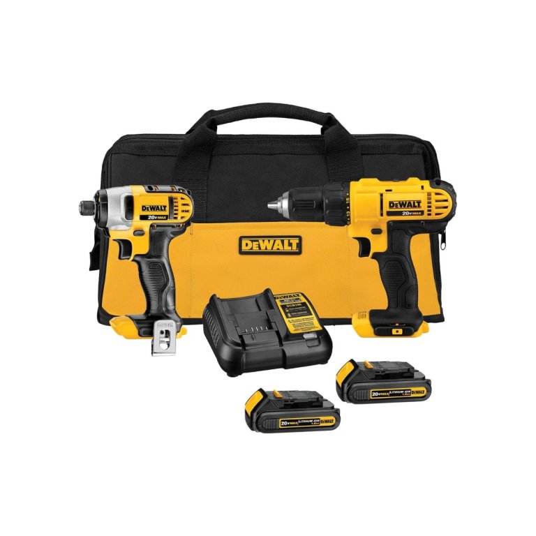 DEWALT 20V MAX Cordless Drill and Impact Driver, Power Tool Combo Kit , Includes 2 Batteries, Charger and Bag (DCK240C2)