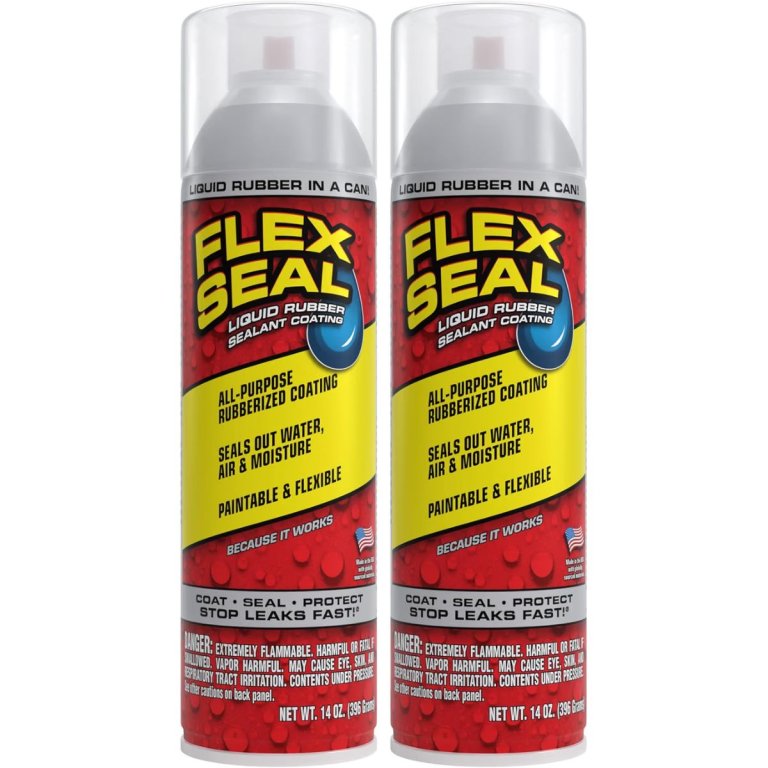 A two-pack of the Flex Seal Spray-On Liquid Rubber Sealant on a white background
