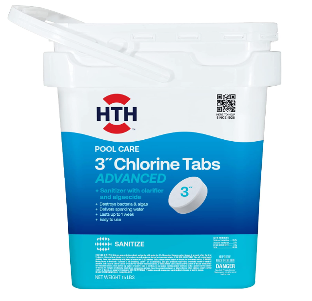 HTH 42055 Pool Care 3-Inch Chlorine Tablets tub on white background