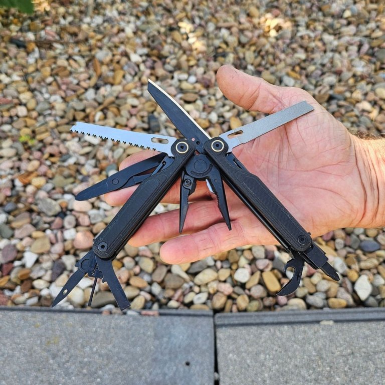 The Leatherman Wave Alpha with all its tools extended during testing