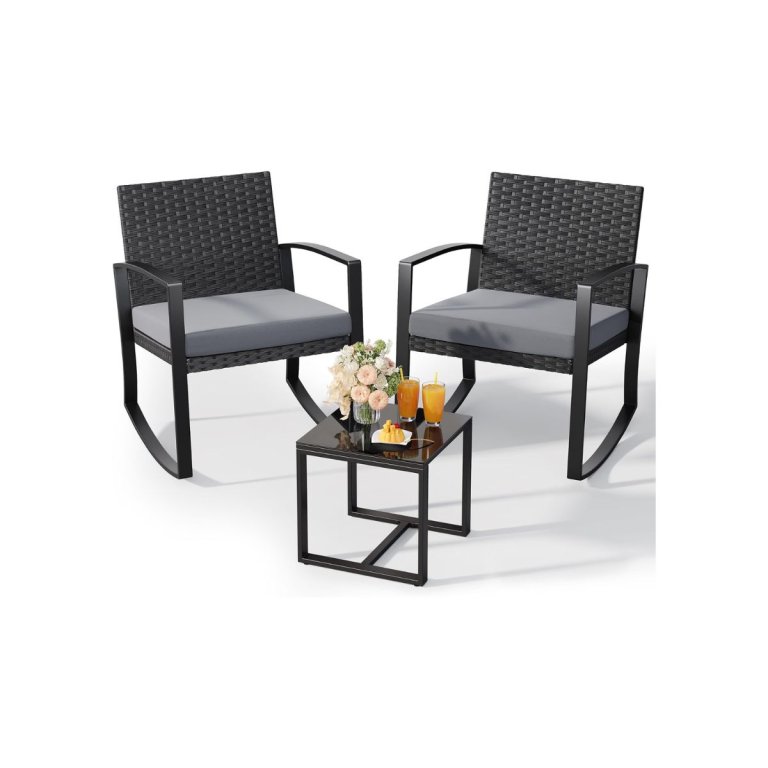 Qsun 3 Pieces Patio Furniture Set Rocking Bistro Set