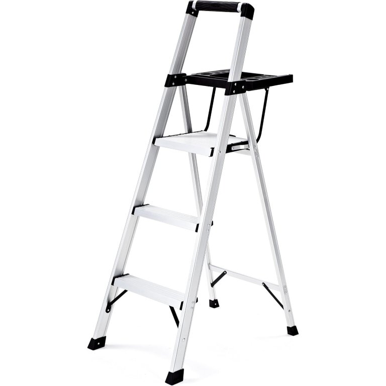 Rubbermaid 3-Step Aluminum Stool With Project Tray