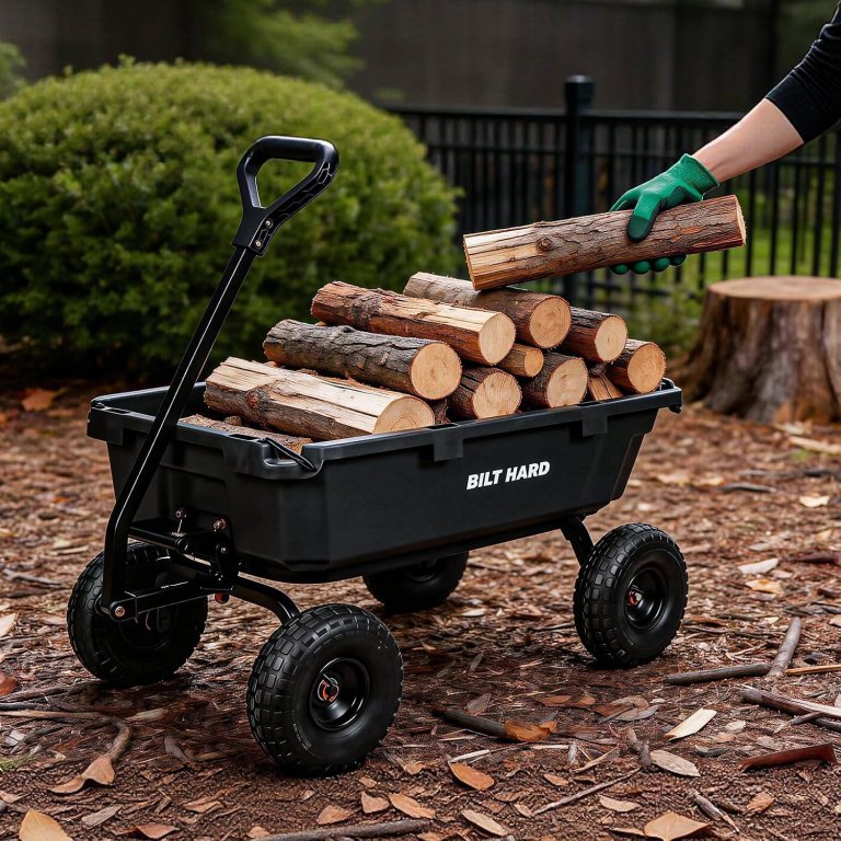 Amazon Deals on Hand Tools for Fall Cleanup BILT HARD 5-Cubic-Foot Poly Dump Cart