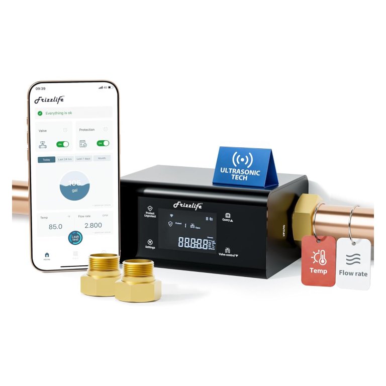 Amazon Prime Big Deal Days Smart Cold-weather Frizzlife LP365 Smart Water Monitor & Auto Shutoff Valve