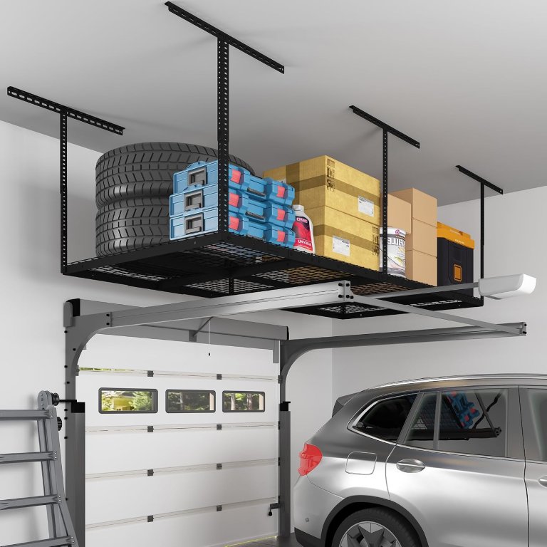 How to Organize Your Garage for Under 700 dollars Fleximounts Classic GR48 Overhead Garage Storage Rack