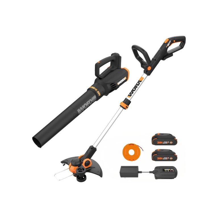 WORX 20V 12_ Cordless String Trimmer & 360CFM Leaf Blower Kit, WG928