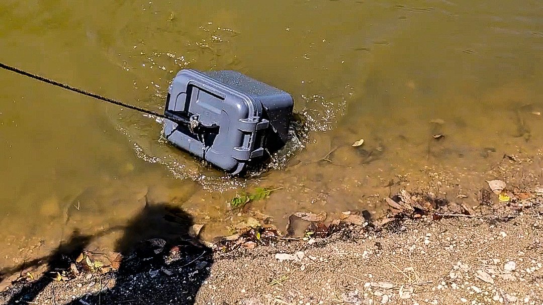 Yeti go-box 15 being pulled out of water during testing
