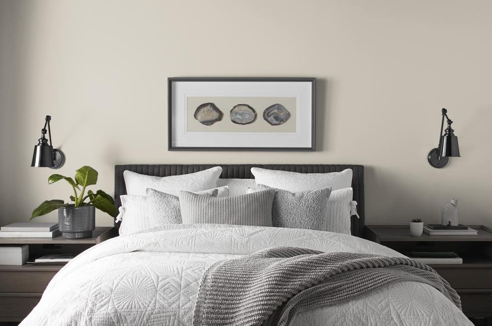 Bedroom wall painted Vintage Pewter DC-009 by BEHR