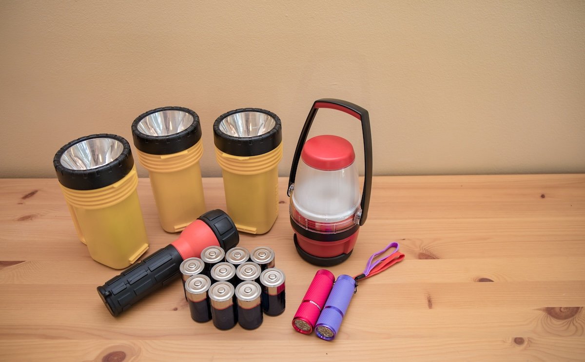 Emergency supplies for a power outage.